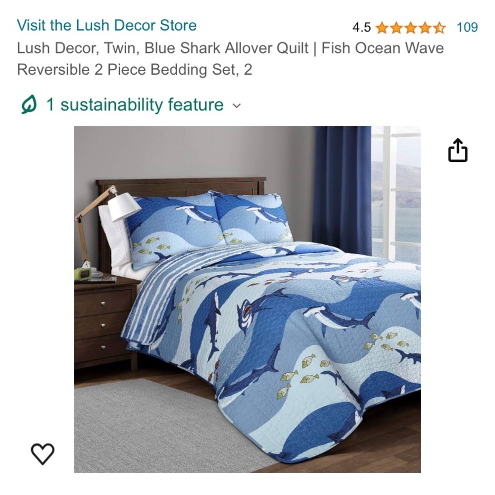 Lush decor shark quilt set